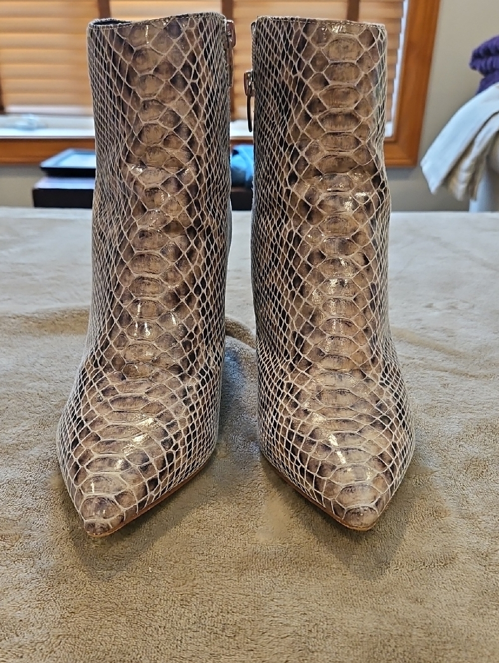 Marc Fisher Women's Snake-Print Pointed Toe Ankle Boots